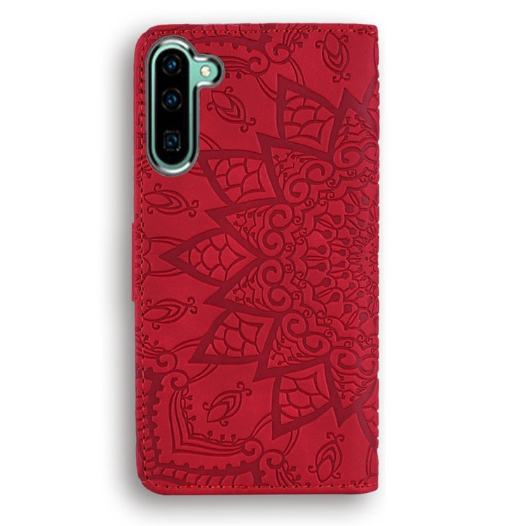 For Galaxy Note 10 Calf Pattern Diamond Mandala Double Folding Design Embossed Leather Case with Wallet & Holder & Card Slots