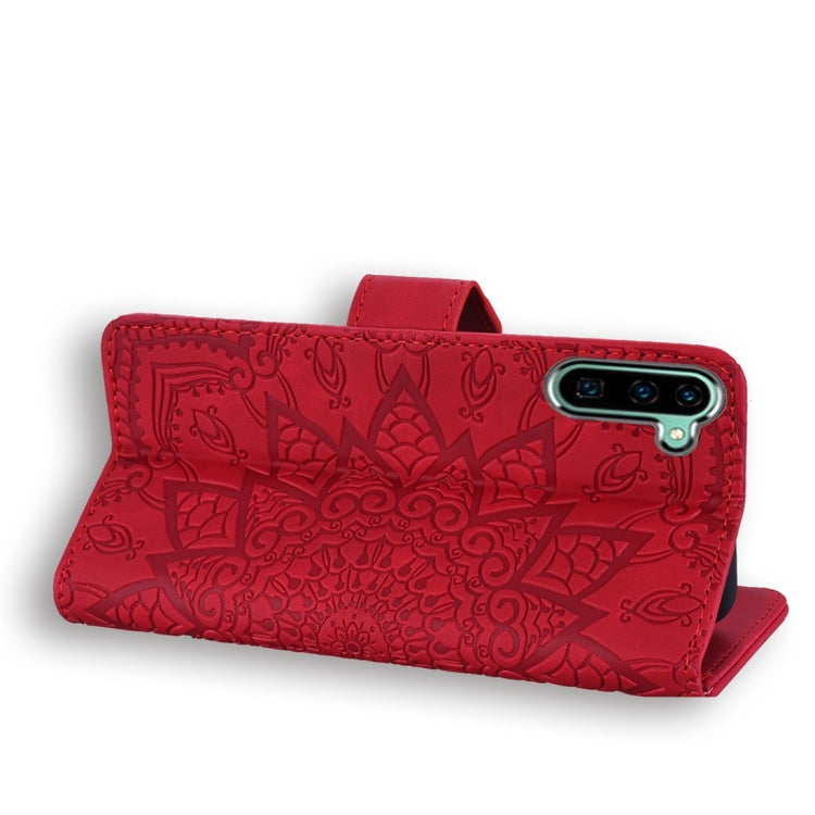 For Galaxy Note 10 Calf Pattern Diamond Mandala Double Folding Design Embossed Leather Case with Wallet & Holder & Card Slots