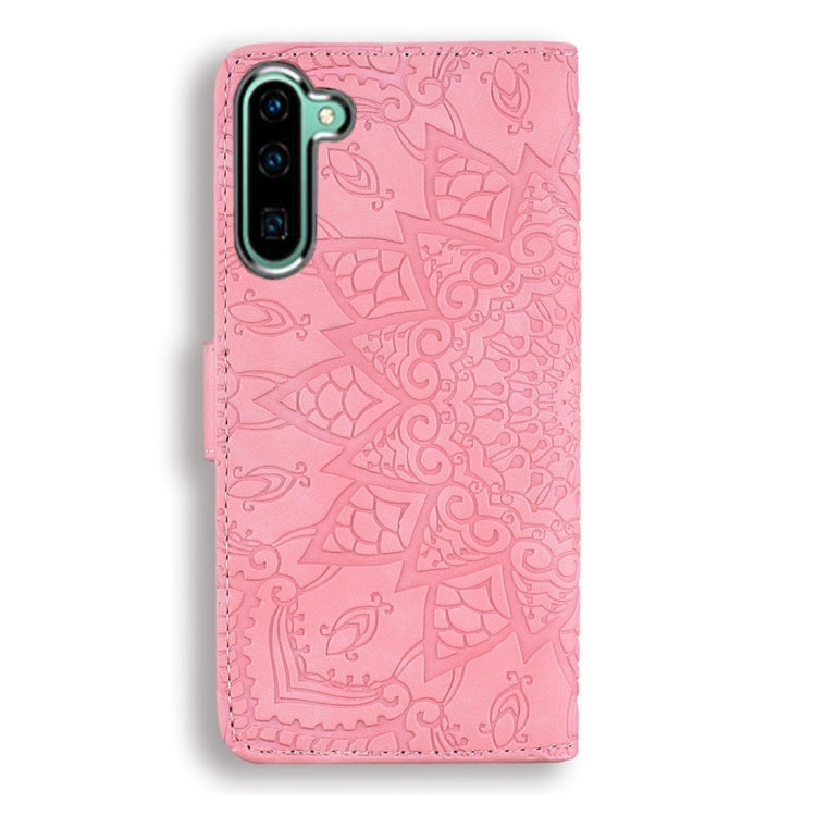 For Galaxy Note 10 Calf Pattern Diamond Mandala Double Folding Design Embossed Leather Case with Wallet & Holder & Card Slots