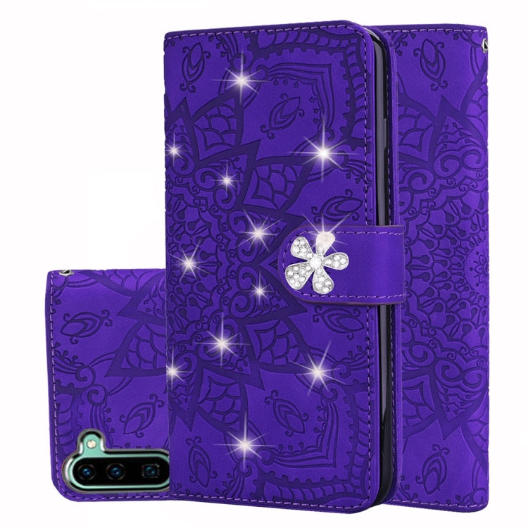For Galaxy Note 10 Calf Pattern Diamond Mandala Double Folding Design Embossed Leather Case with Wallet & Holder & Card Slots