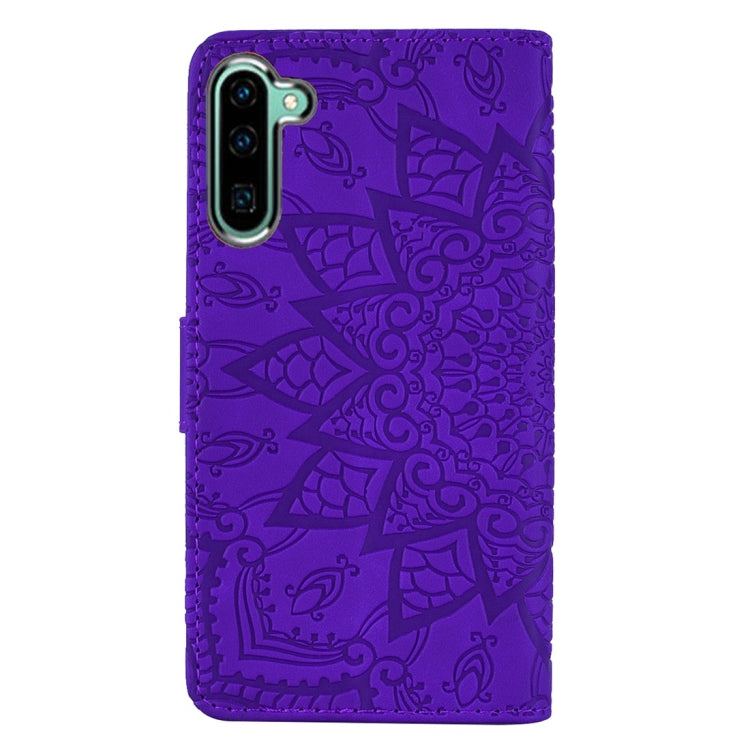 For Galaxy Note 10 Calf Pattern Diamond Mandala Double Folding Design Embossed Leather Case with Wallet & Holder & Card Slots