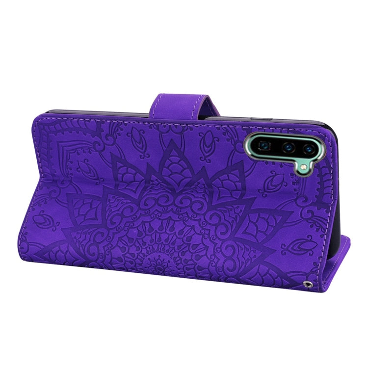 For Galaxy Note 10 Calf Pattern Diamond Mandala Double Folding Design Embossed Leather Case with Wallet & Holder & Card Slots