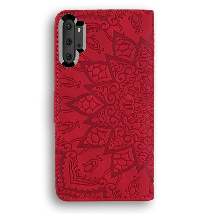 For Galaxy Note 10+ Calf Pattern Diamond Mandala Double Folding Design Embossed Leather Case with Wallet & Holder & Card Slots