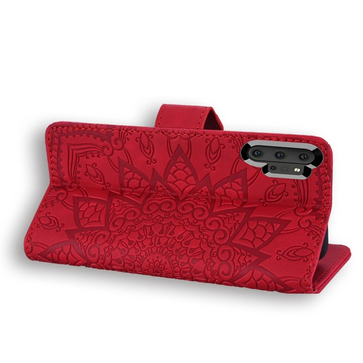 For Galaxy Note 10+ Calf Pattern Diamond Mandala Double Folding Design Embossed Leather Case with Wallet & Holder & Card Slots