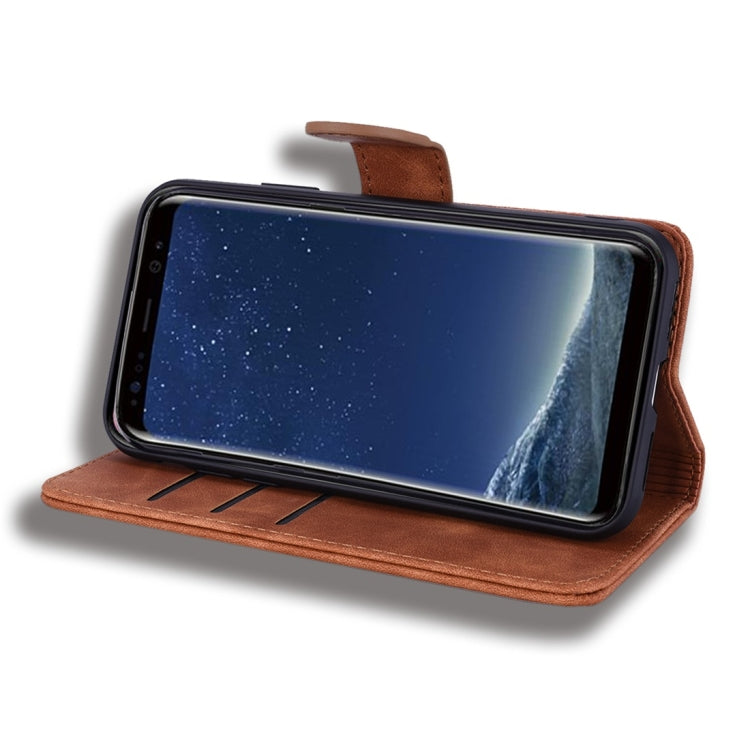 For Galaxy S8 Calf Pattern Diamond Mandala Double Folding Design Embossed Leather Case with Wallet & Holder & Card Slots