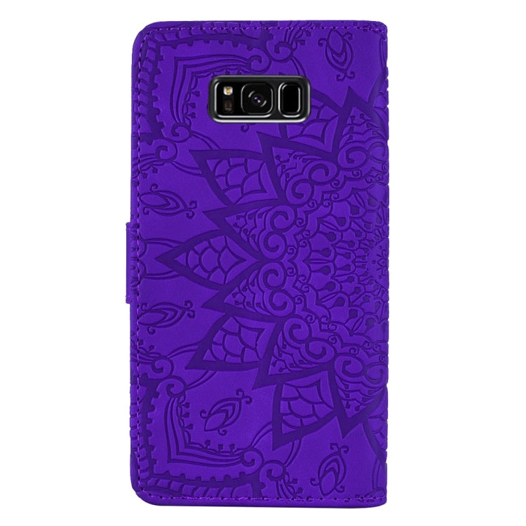 For Galaxy S8 Calf Pattern Diamond Mandala Double Folding Design Embossed Leather Case with Wallet & Holder & Card Slots