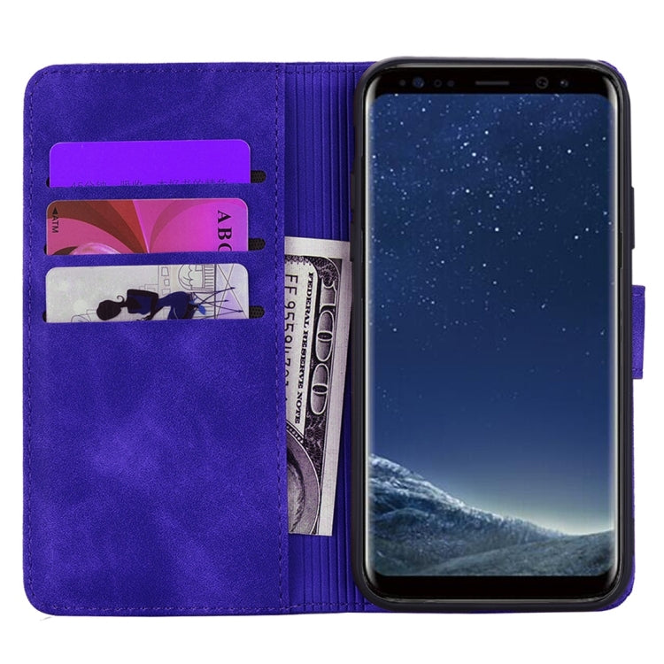 For Galaxy S8 Calf Pattern Diamond Mandala Double Folding Design Embossed Leather Case with Wallet & Holder & Card Slots