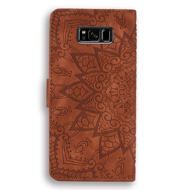 For Galaxy S8+ Calf Pattern Diamond Mandala Double Folding Design Embossed Leather Case with Wallet & Holder & Card Slots