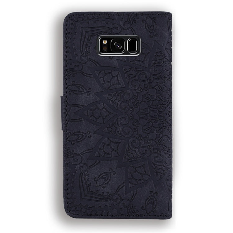 For Galaxy S8+ Calf Pattern Diamond Mandala Double Folding Design Embossed Leather Case with Wallet & Holder & Card Slots