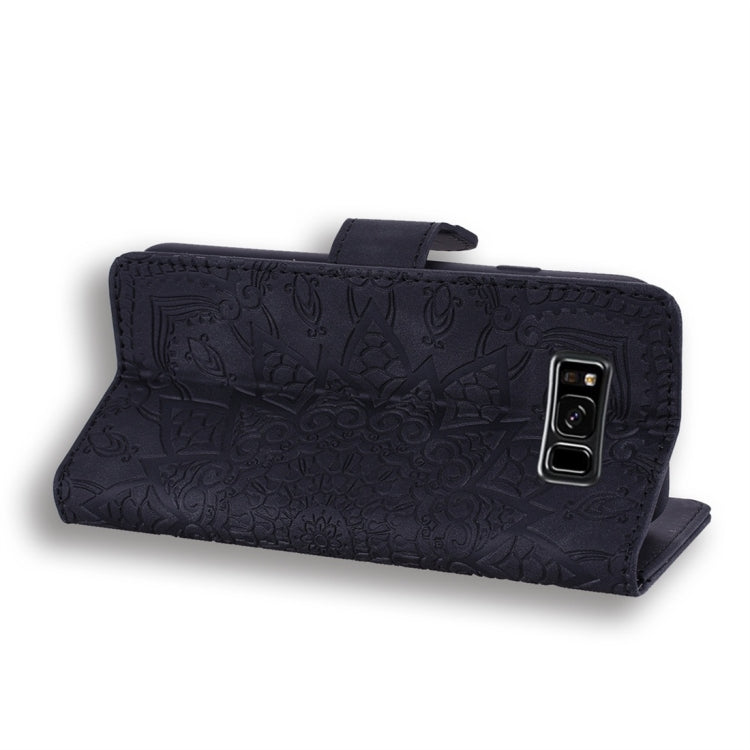 For Galaxy S8+ Calf Pattern Diamond Mandala Double Folding Design Embossed Leather Case with Wallet & Holder & Card Slots