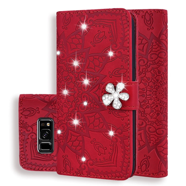 For Galaxy S8+ Calf Pattern Diamond Mandala Double Folding Design Embossed Leather Case with Wallet & Holder & Card Slots