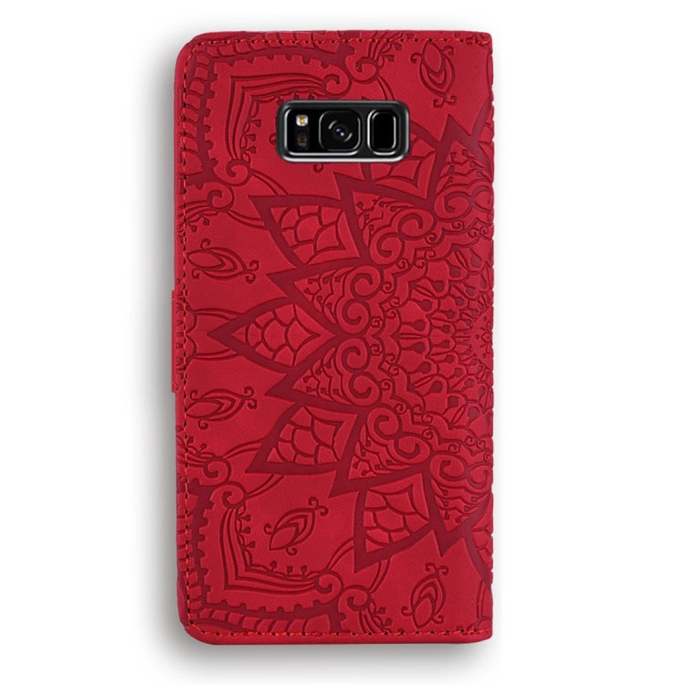 For Galaxy S8+ Calf Pattern Diamond Mandala Double Folding Design Embossed Leather Case with Wallet & Holder & Card Slots