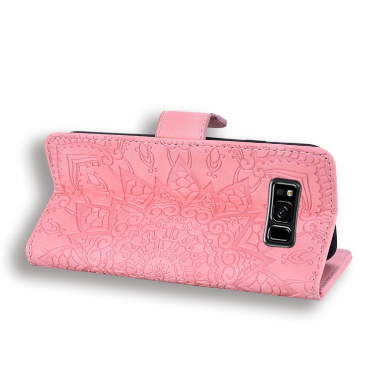 For Galaxy S8+ Calf Pattern Diamond Mandala Double Folding Design Embossed Leather Case with Wallet & Holder & Card Slots