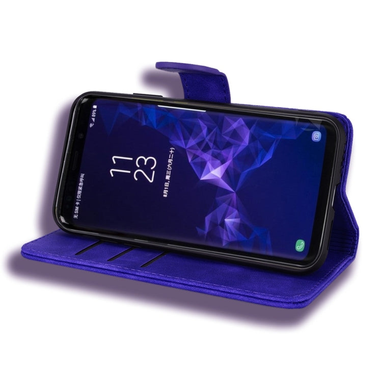 For Galaxy S9 Calf Pattern Diamond Mandala Double Folding Design Embossed Leather Case with Wallet & Holder & Card Slots