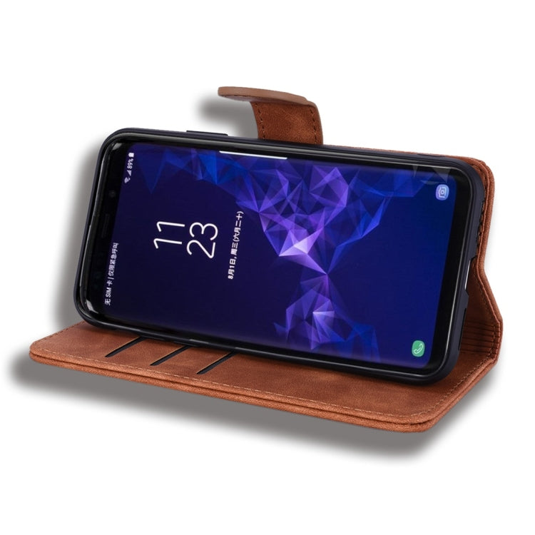 For Galaxy S9+ Calf Pattern Diamond Mandala Double Folding Design Embossed Leather Case with Wallet & Holder & Card Slots