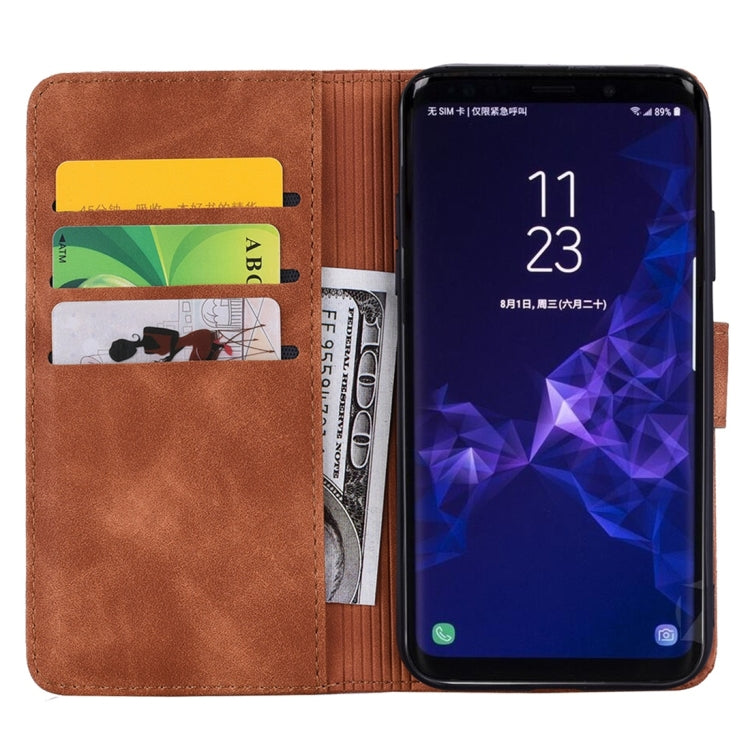 For Galaxy S9+ Calf Pattern Diamond Mandala Double Folding Design Embossed Leather Case with Wallet & Holder & Card Slots