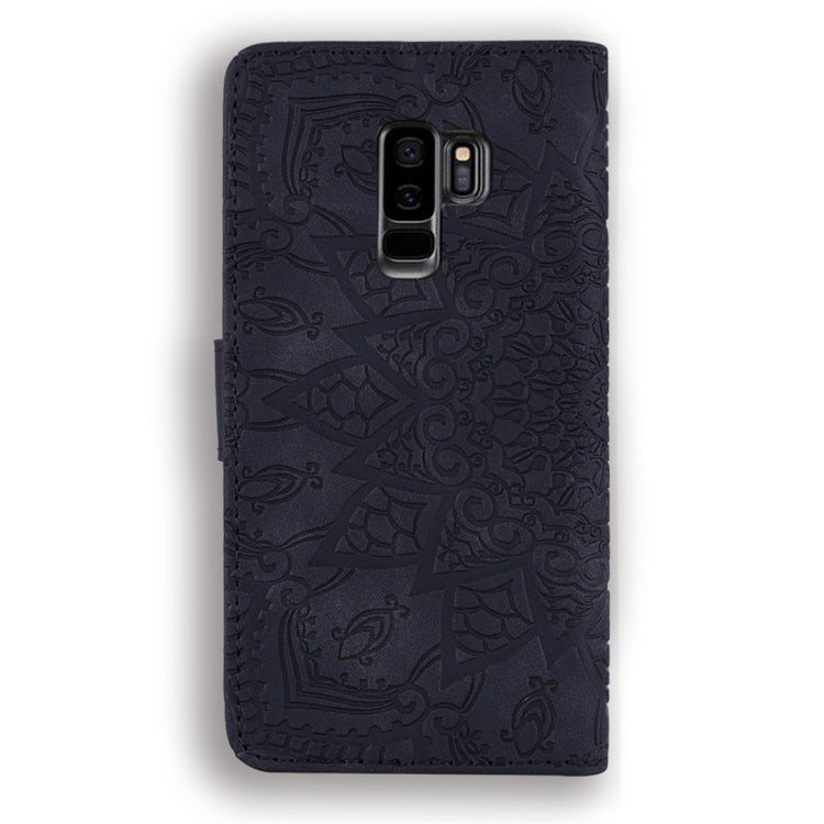 For Galaxy S9+ Calf Pattern Diamond Mandala Double Folding Design Embossed Leather Case with Wallet & Holder & Card Slots