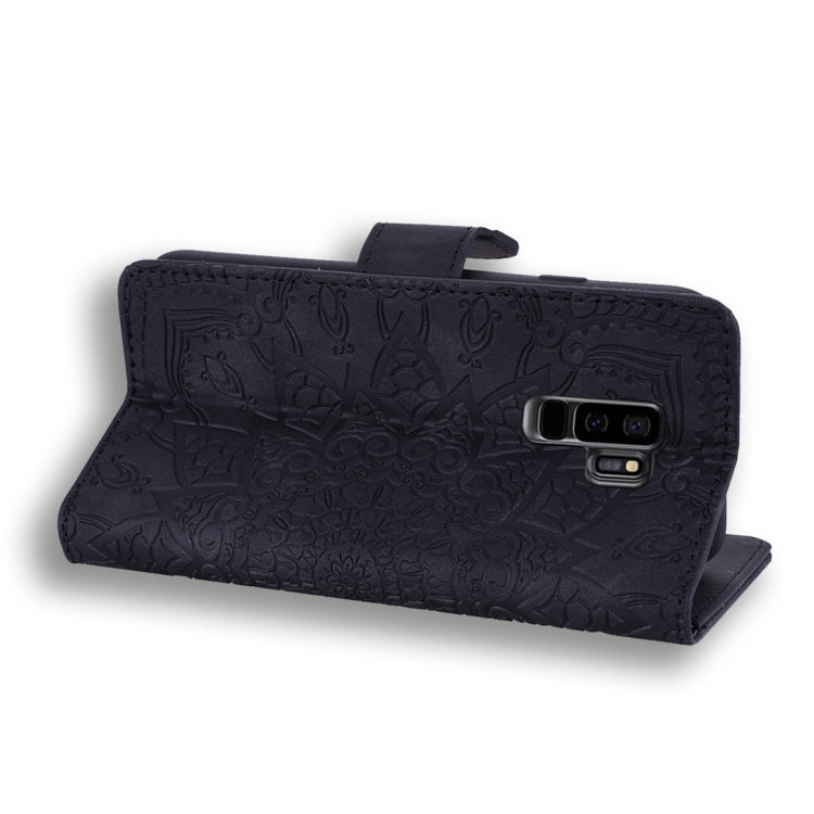 For Galaxy S9+ Calf Pattern Diamond Mandala Double Folding Design Embossed Leather Case with Wallet & Holder & Card Slots