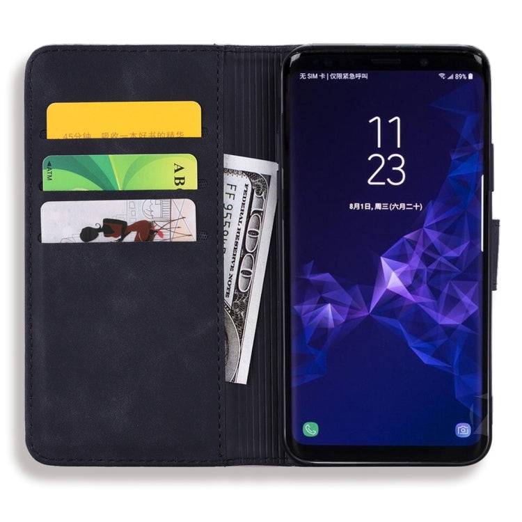 For Galaxy S9+ Calf Pattern Diamond Mandala Double Folding Design Embossed Leather Case with Wallet & Holder & Card Slots