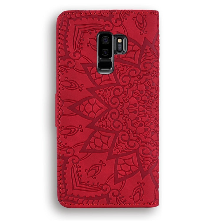 For Galaxy S9+ Calf Pattern Diamond Mandala Double Folding Design Embossed Leather Case with Wallet & Holder & Card Slots