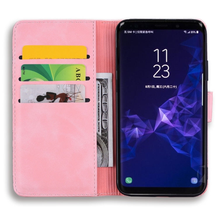 For Galaxy S9+ Calf Pattern Diamond Mandala Double Folding Design Embossed Leather Case with Wallet & Holder & Card Slots