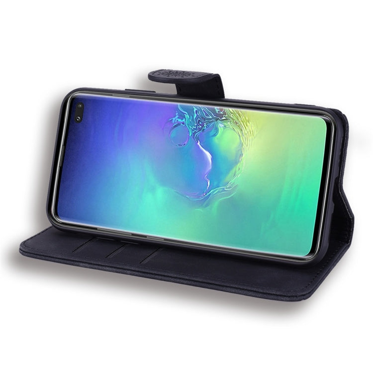 For Galaxy S10 Calf Pattern Diamond Mandala Double Folding Design Embossed Leather Case with Wallet & Holder & Card Slots