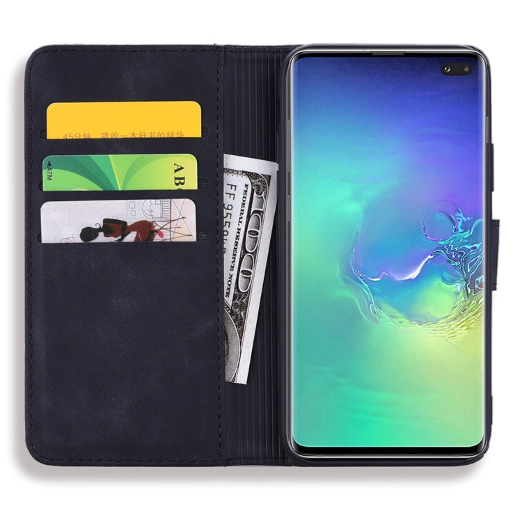 For Galaxy S10 Calf Pattern Diamond Mandala Double Folding Design Embossed Leather Case with Wallet & Holder & Card Slots