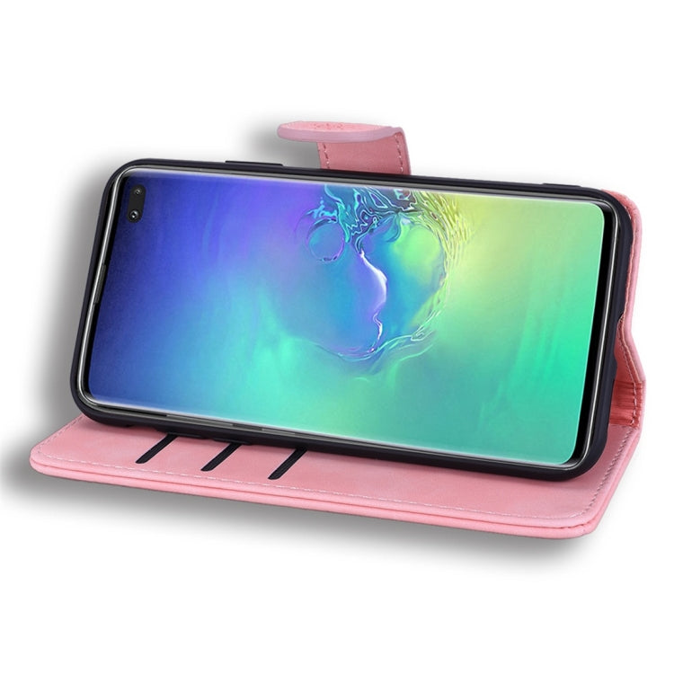 For Galaxy S10 Calf Pattern Diamond Mandala Double Folding Design Embossed Leather Case with Wallet & Holder & Card Slots