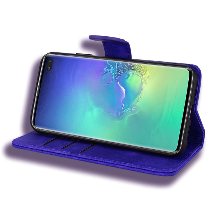 For Galaxy S10 Calf Pattern Diamond Mandala Double Folding Design Embossed Leather Case with Wallet & Holder & Card Slots