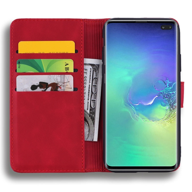 For Galaxy S10+ Calf Pattern Diamond Mandala Double Folding Design Embossed Leather Case with Wallet & Holder & Card Slots