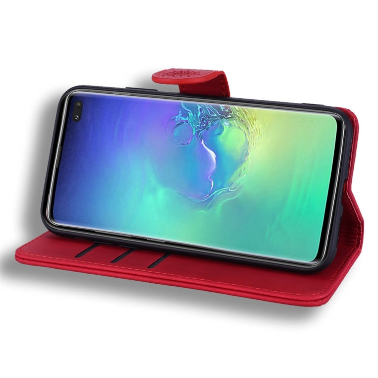 For Galaxy S10e Calf Pattern Diamond Mandala Double Folding Design Embossed Leather Case with Wallet & Holder & Card Slots