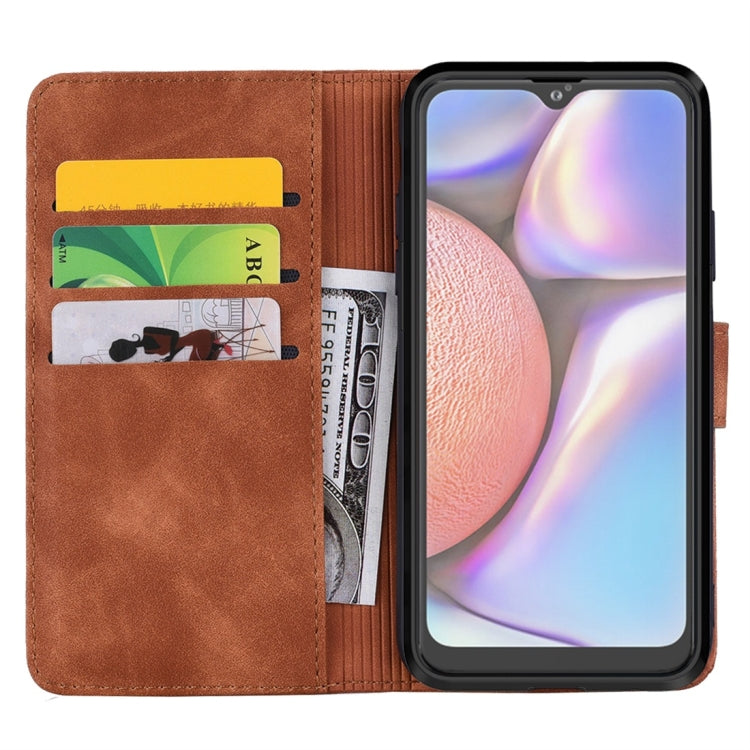 For Galaxy A10s Calf Pattern Diamond Mandala Double Folding Design Embossed Leather Case with Wallet & Holder & Card Slots