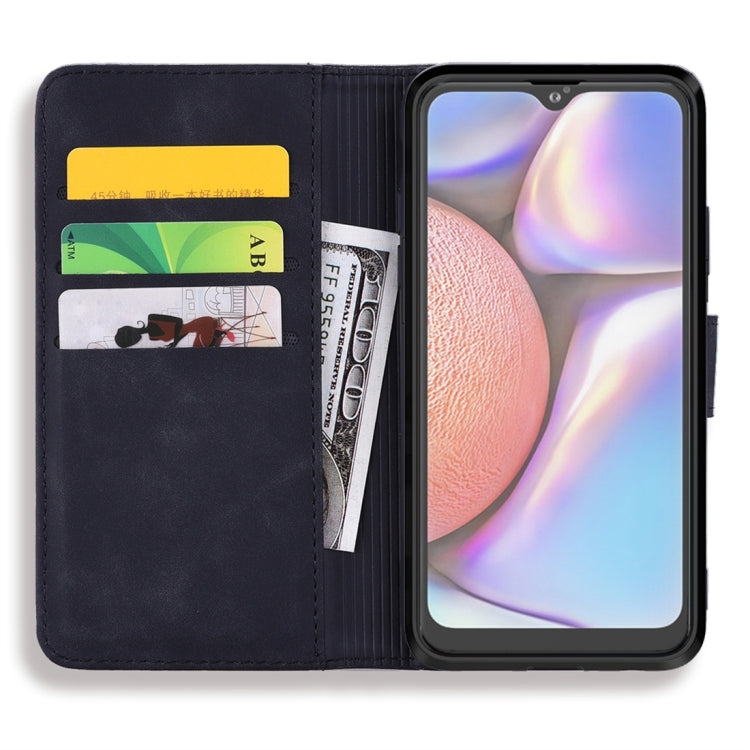 For Galaxy A10s Calf Pattern Diamond Mandala Double Folding Design Embossed Leather Case with Wallet & Holder & Card Slots
