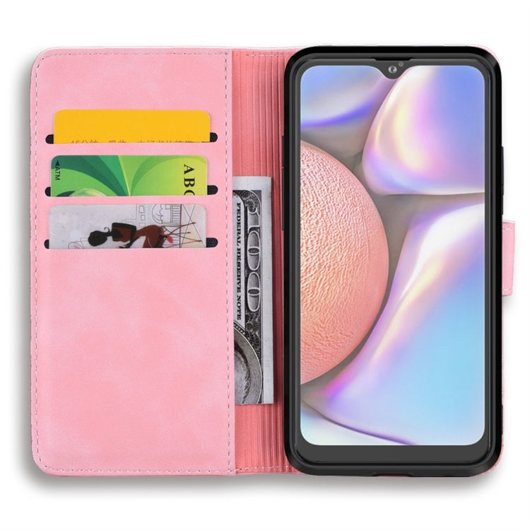 For Galaxy A10s Calf Pattern Diamond Mandala Double Folding Design Embossed Leather Case with Wallet & Holder & Card Slots