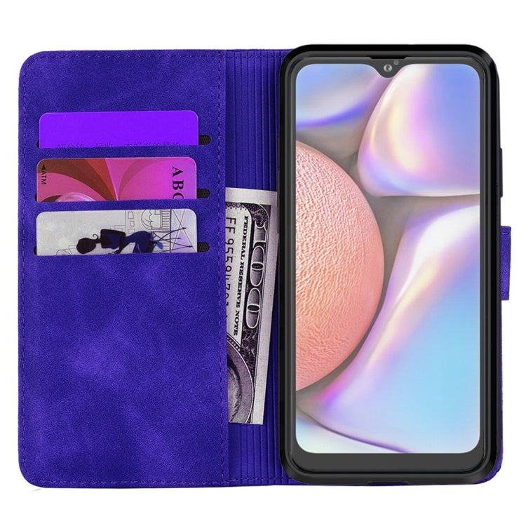 For Galaxy A10s Calf Pattern Diamond Mandala Double Folding Design Embossed Leather Case with Wallet & Holder & Card Slots