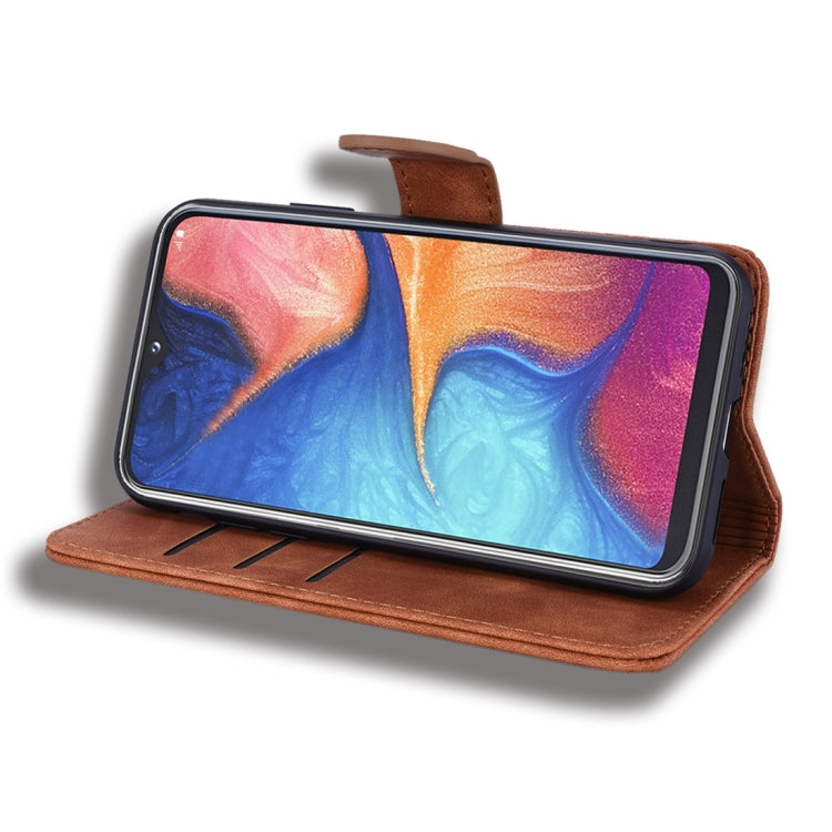For Galaxy A20s Calf Pattern Diamond Mandala Double Folding Design Embossed Leather Case with Wallet & Holder & Card Slots