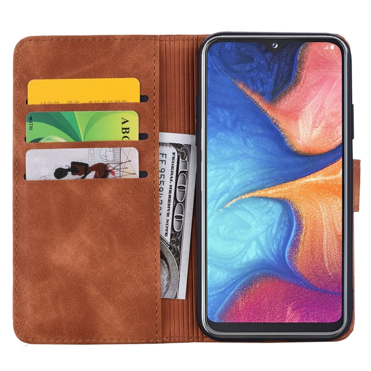 For Galaxy A20s Calf Pattern Diamond Mandala Double Folding Design Embossed Leather Case with Wallet & Holder & Card Slots