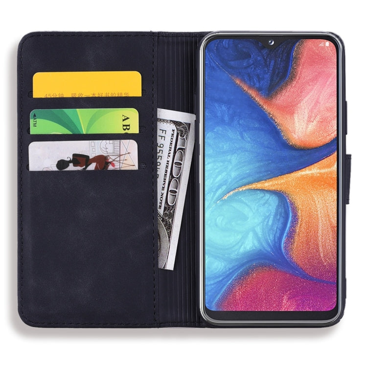 For Galaxy A20s Calf Pattern Diamond Mandala Double Folding Design Embossed Leather Case with Wallet & Holder & Card Slots