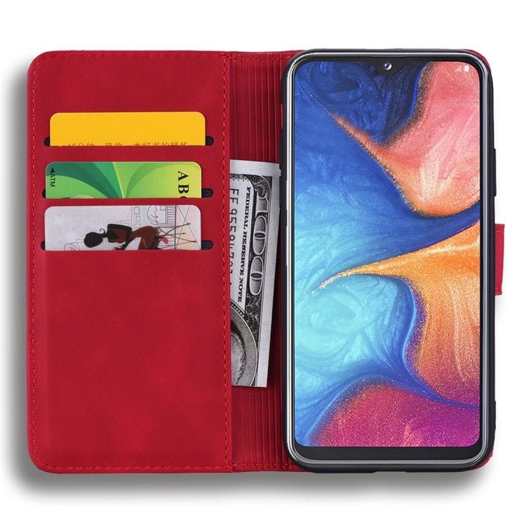 For Galaxy A20s Calf Pattern Diamond Mandala Double Folding Design Embossed Leather Case with Wallet & Holder & Card Slots