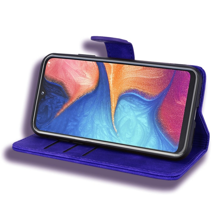 For Galaxy A20s Calf Pattern Diamond Mandala Double Folding Design Embossed Leather Case with Wallet & Holder & Card Slots