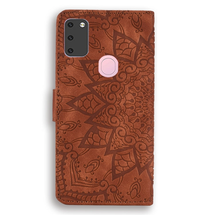 For Galaxy M30s Calf Pattern Diamond Mandala Double Folding Design Embossed Leather Case with Wallet & Holder & Card Slots