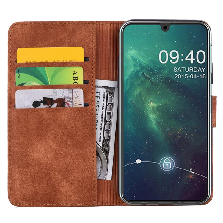 For Galaxy M30s Calf Pattern Diamond Mandala Double Folding Design Embossed Leather Case with Wallet & Holder & Card Slots