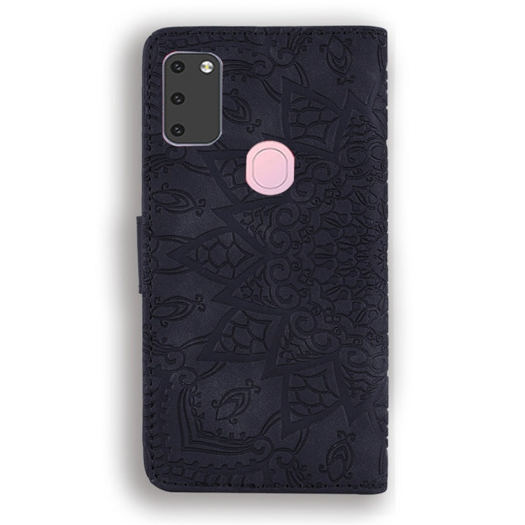 For Galaxy M30s Calf Pattern Diamond Mandala Double Folding Design Embossed Leather Case with Wallet & Holder & Card Slots