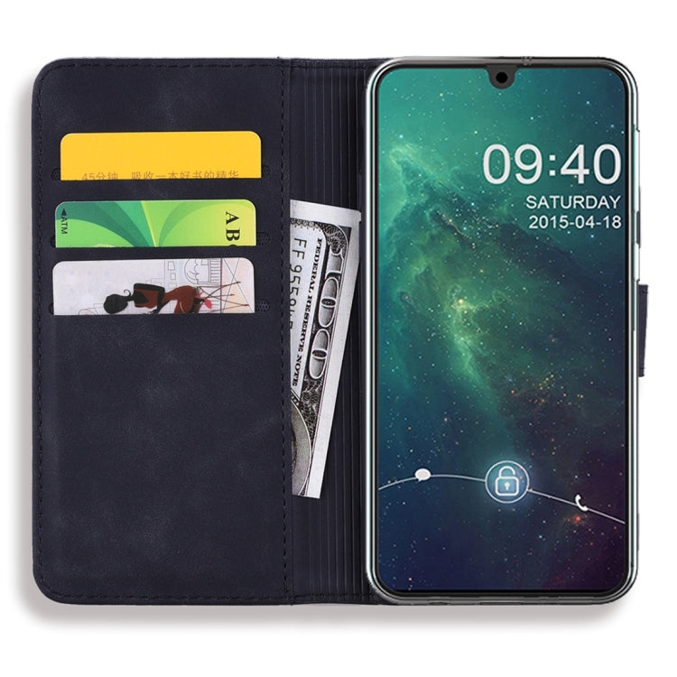 For Galaxy M30s Calf Pattern Diamond Mandala Double Folding Design Embossed Leather Case with Wallet & Holder & Card Slots
