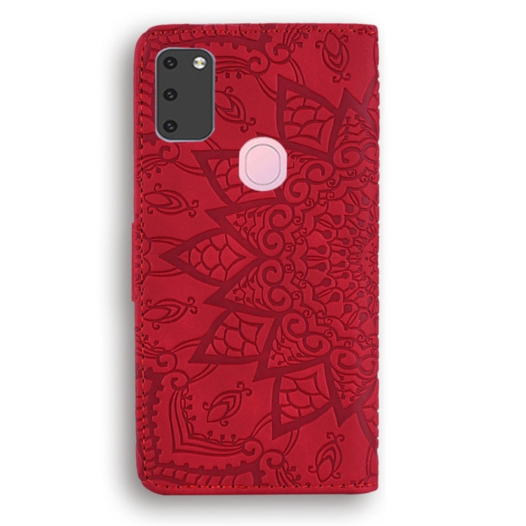 For Galaxy M30s Calf Pattern Diamond Mandala Double Folding Design Embossed Leather Case with Wallet & Holder & Card Slots