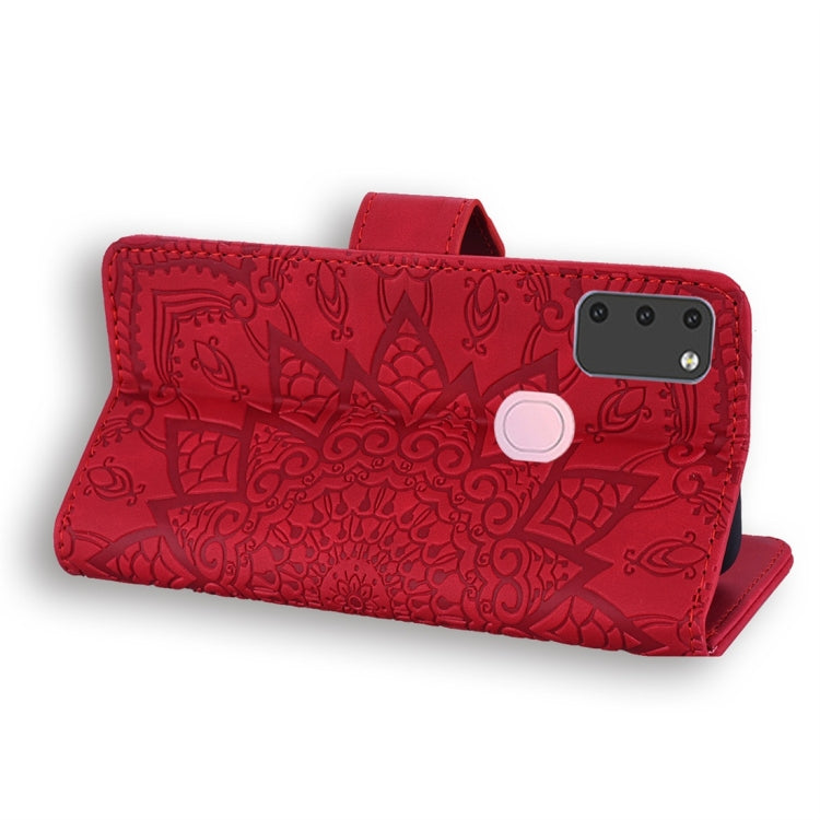 For Galaxy M30s Calf Pattern Diamond Mandala Double Folding Design Embossed Leather Case with Wallet & Holder & Card Slots
