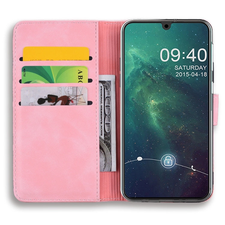 For Galaxy M30s Calf Pattern Diamond Mandala Double Folding Design Embossed Leather Case with Wallet & Holder & Card Slots