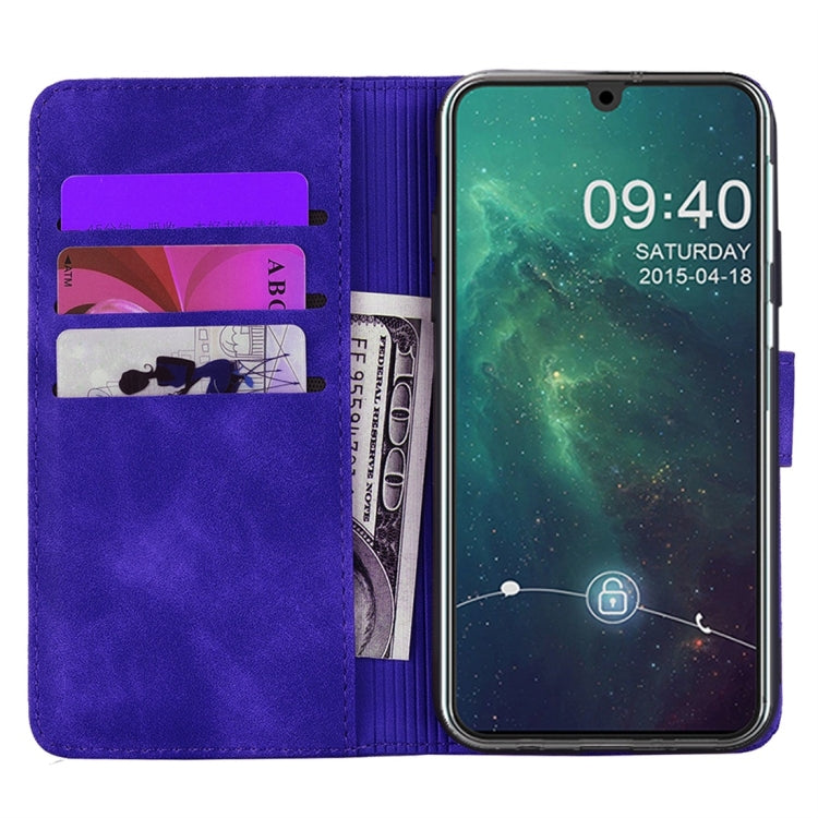 For Galaxy M30s Calf Pattern Diamond Mandala Double Folding Design Embossed Leather Case with Wallet & Holder & Card Slots