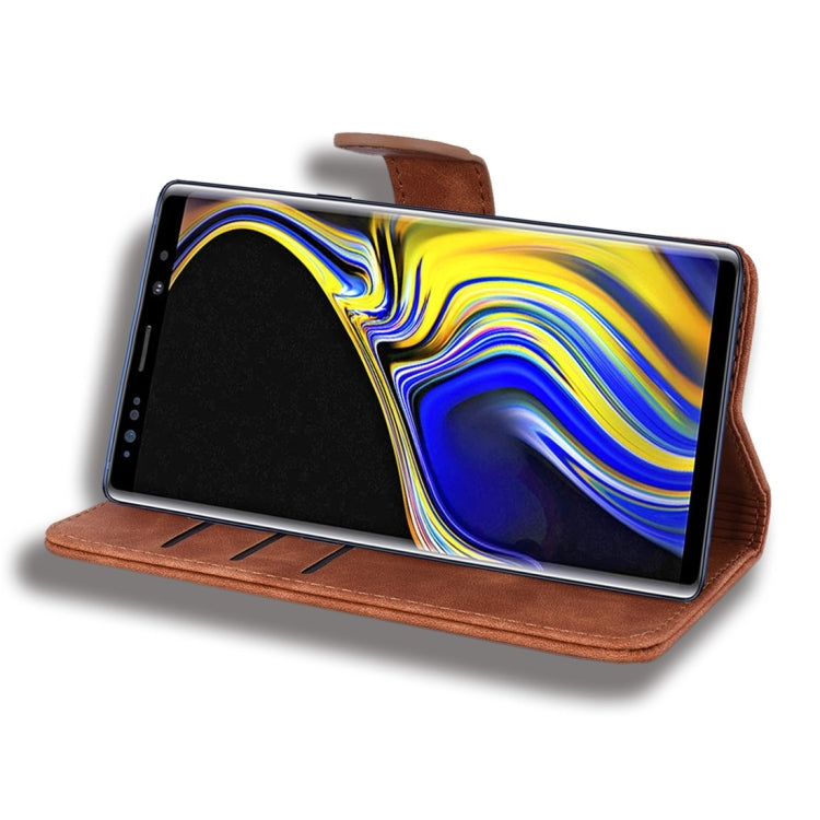 For Galaxy Note 9 Calf Pattern Diamond Mandala Double Folding Design Embossed Leather Case with Wallet & Holder & Card Slots