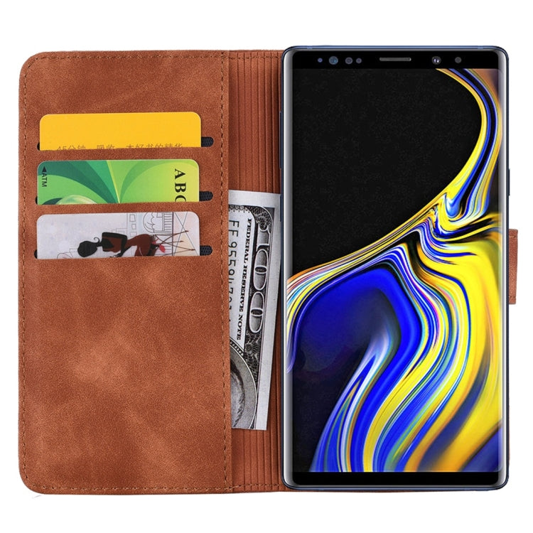 For Galaxy Note 9 Calf Pattern Diamond Mandala Double Folding Design Embossed Leather Case with Wallet & Holder & Card Slots